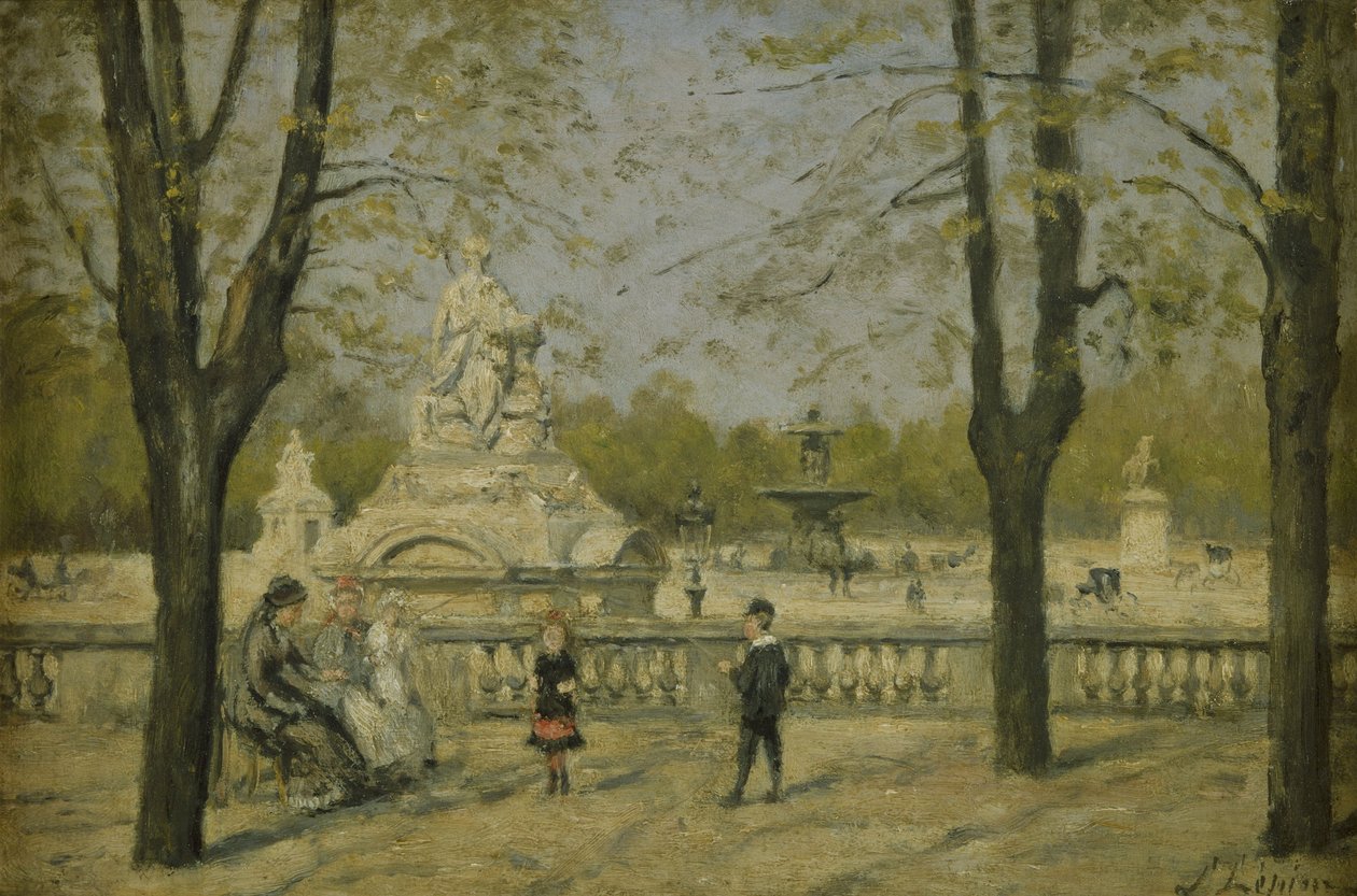 Place de la Concorde, udsigt fra Tuileries-terrassen, ca. 1880 (olie på træ) af Stanislas Victor Edouard Lepine