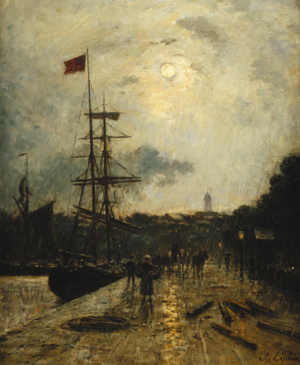 Kaj ved Caen; Quai a Caen, af Stanislas Victor Edouard Lepine