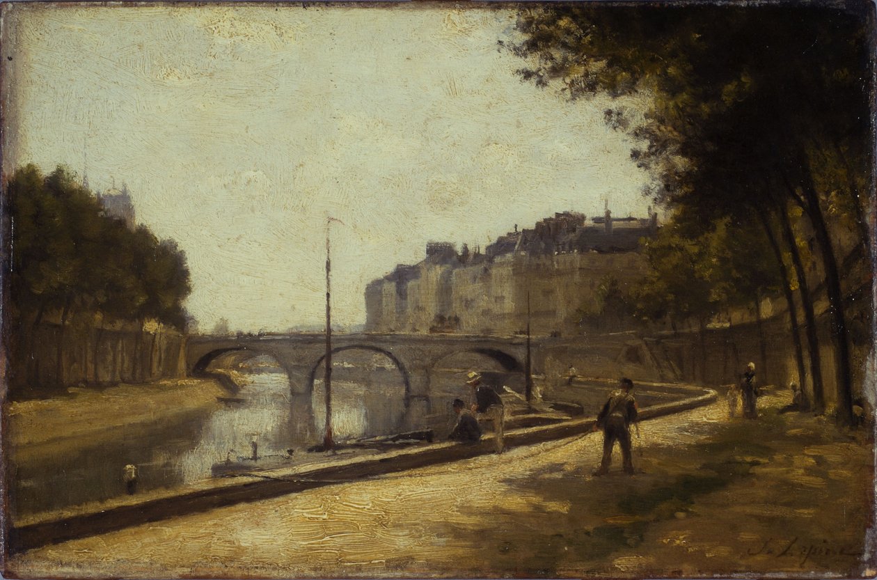 Saint-Michel Bridge, ca. 1880 (olie på træ) af Stanislas Victor Edouard Lepine
