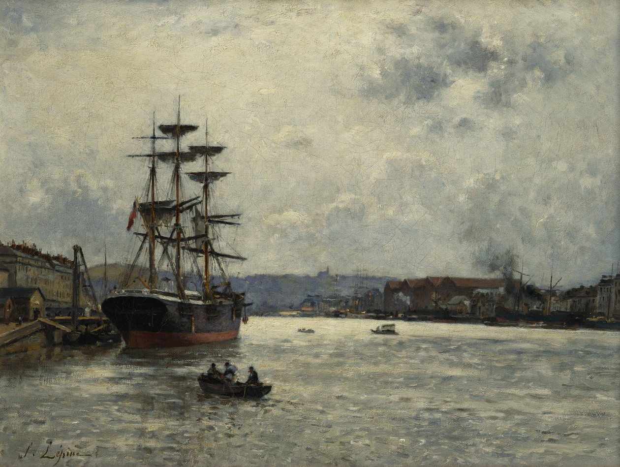 Havnen i Caen; Le Port de Caen, af Stanislas Victor Edouard Lepine