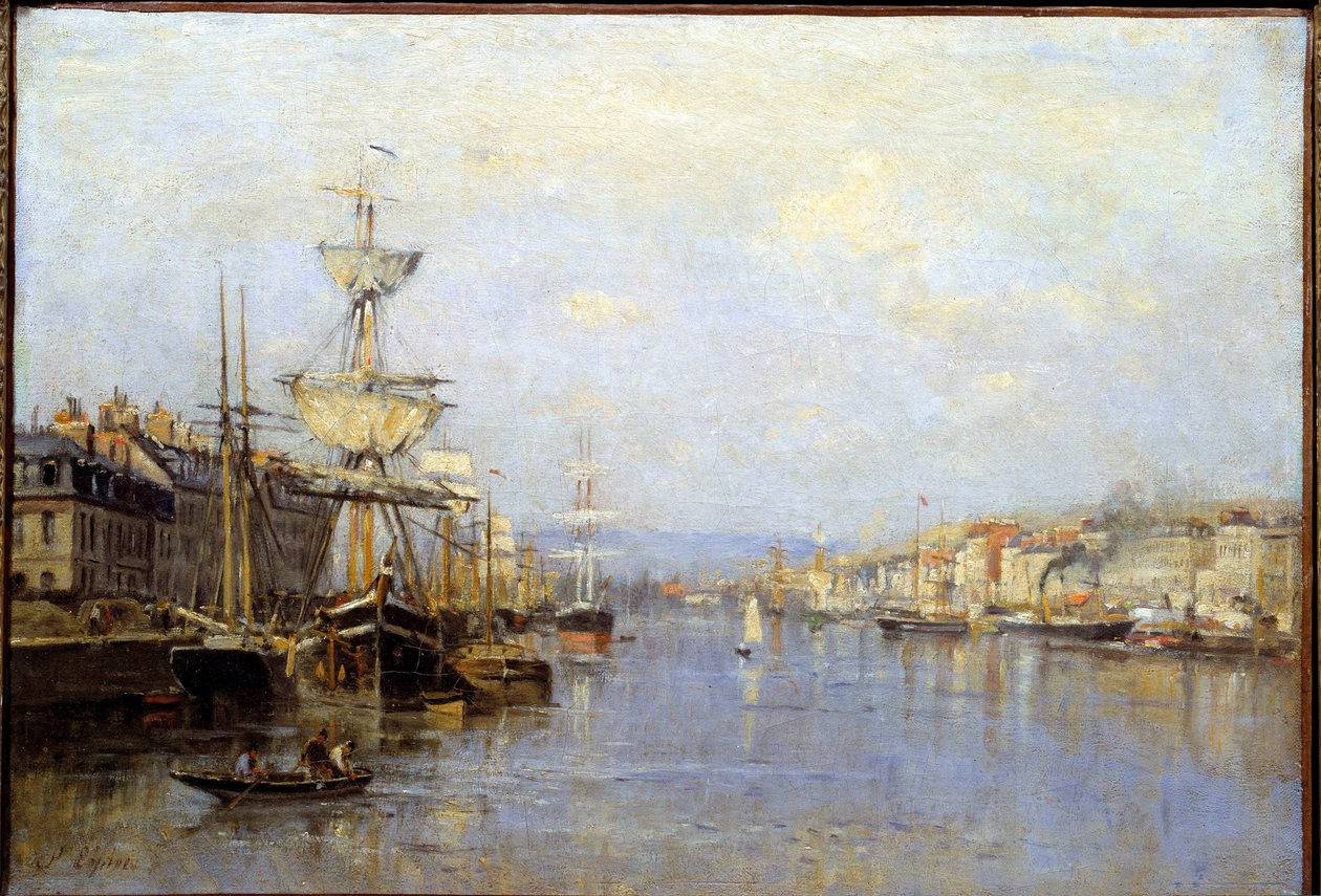Udsigt over havnen i Rouen Maleri af Stanislas Lepine (1835-1892) Reims fra det 19. århundrede, Musee des Beaux Arts af Stanislas Victor Edouard Lepine