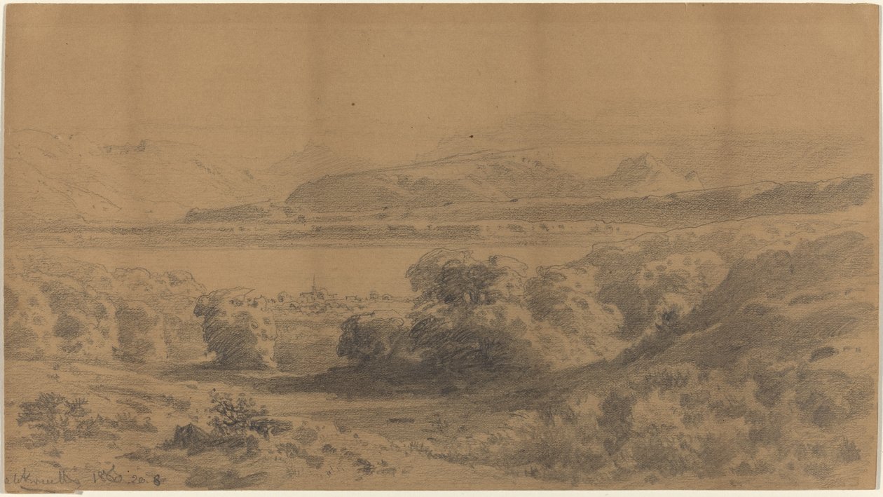 Panorama på en bjergsø af Stanislaus Graf von Kalckreuth