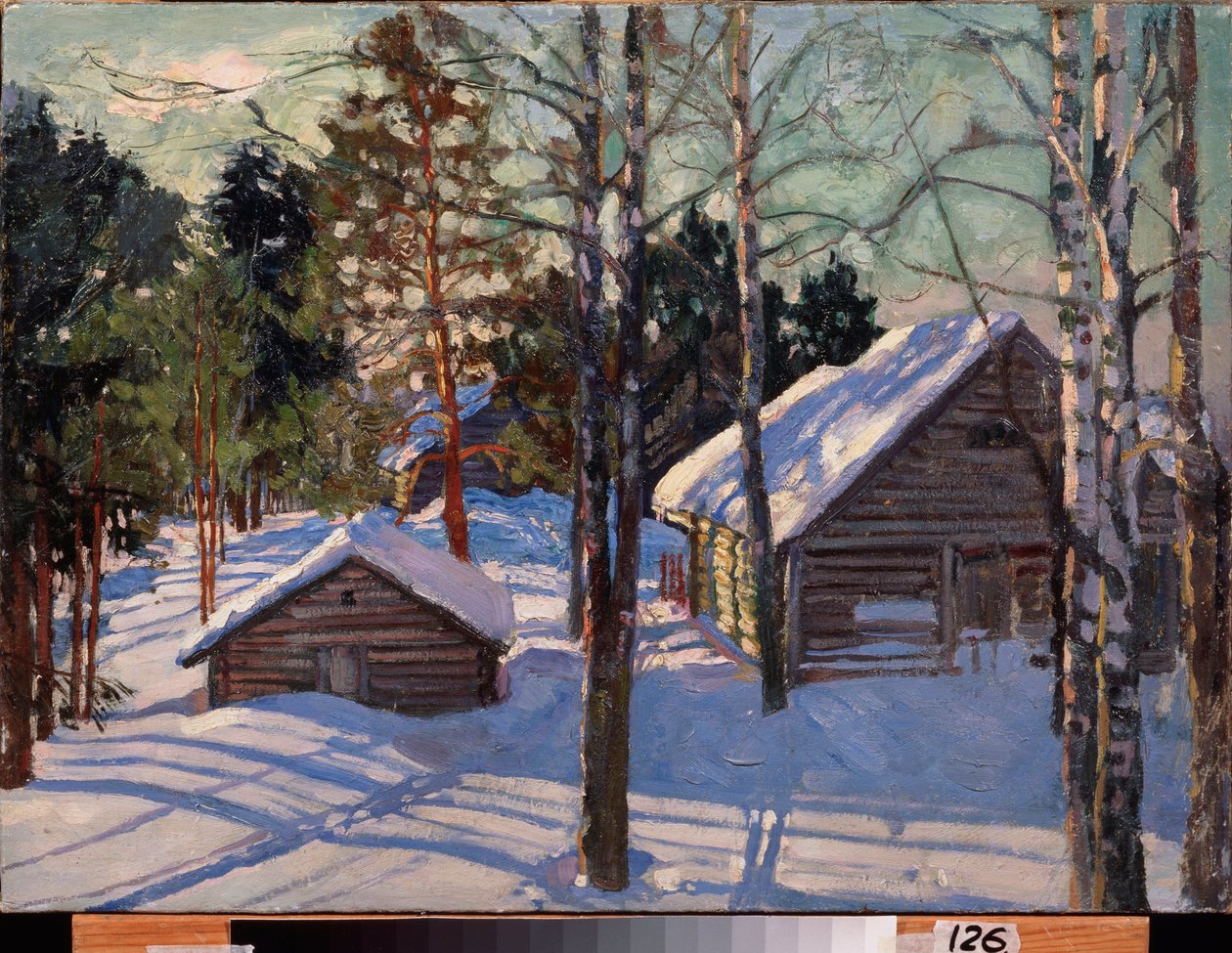 Vinter (vinter) - Maleri af Stanislav Yulianovich Zhukovsky (Zhukovsky) (1873-1944), olie på lærred - russisk kunst af Stanislav Joulianovitch Joukovski