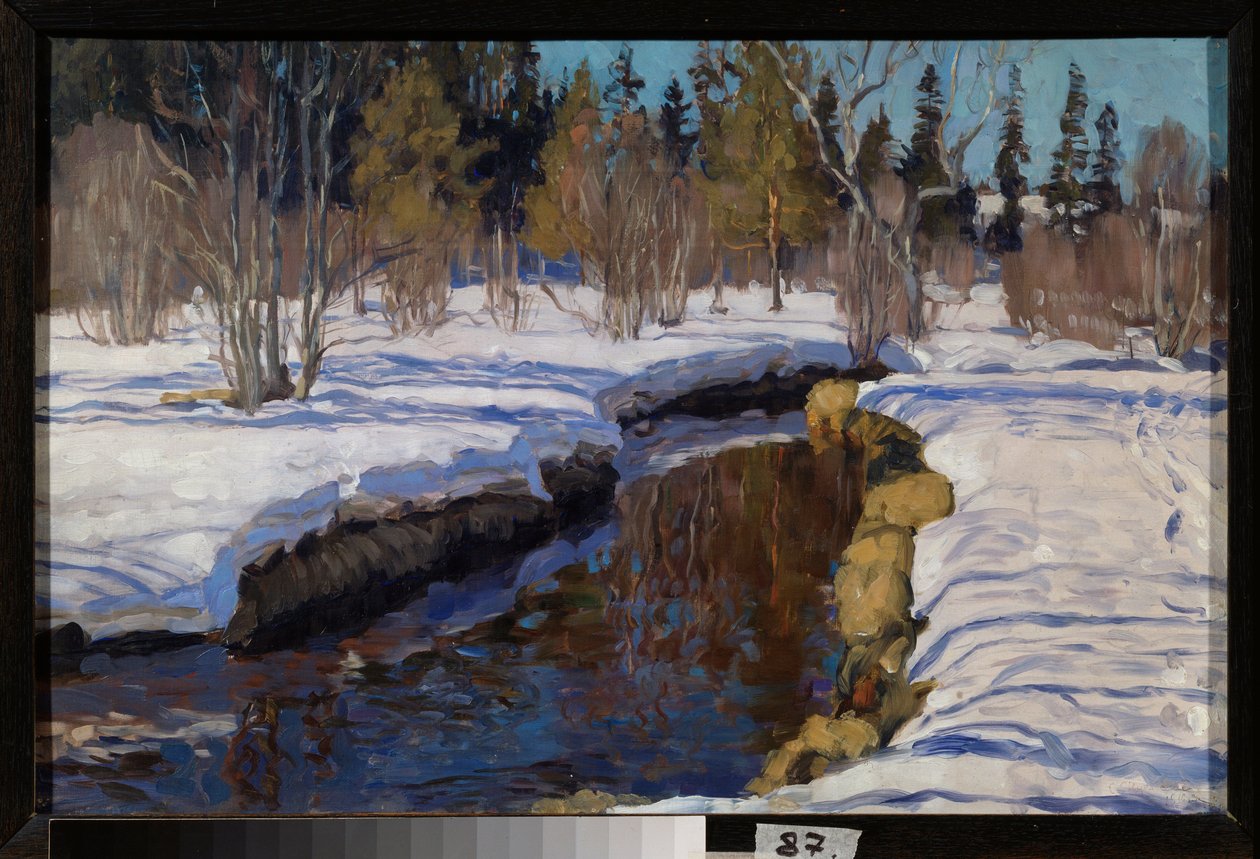 Vinter. Maleri af Stanislav Yulianovich Zhukovsky (Zhukovsky) (1873-1944), olie på lærred af Stanislav Joulianovitch Joukovski