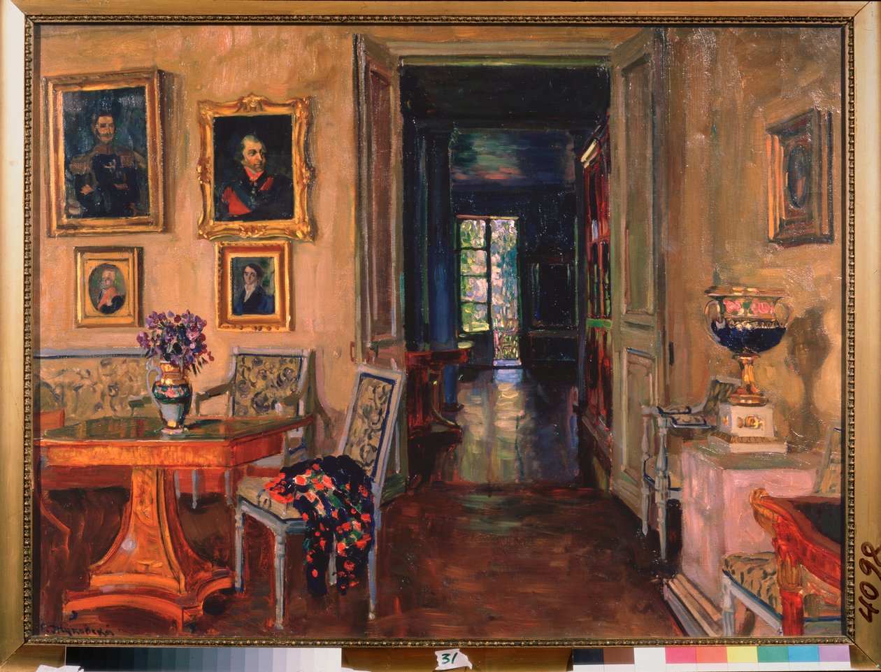 Det indre af Brasovo-palæet. Maleri af Stanislav Yulianovich Zhukovsky (Zhukovsky) (1873-1944), olie på lærred af Stanislav Joulianovitch Joukovski
