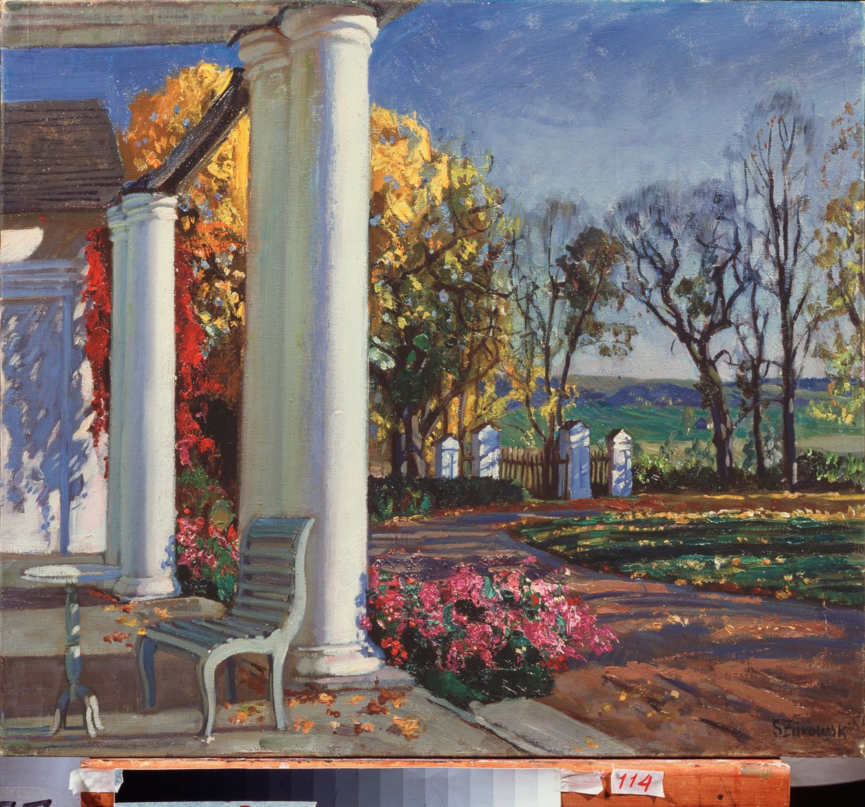 Efterårsmorgen. Maleri af Stanislav Yulianovich Zhukovsky (Zhukovsky) (1873-1944), olie på lærred, ca. 1920. Russisk kunst, 20. århundrede, art nouveau, modernisme. Statens kunstmuseum, Dneporpetrovsk (Ukraine). af Stanislav Joulianovitch Joukovski