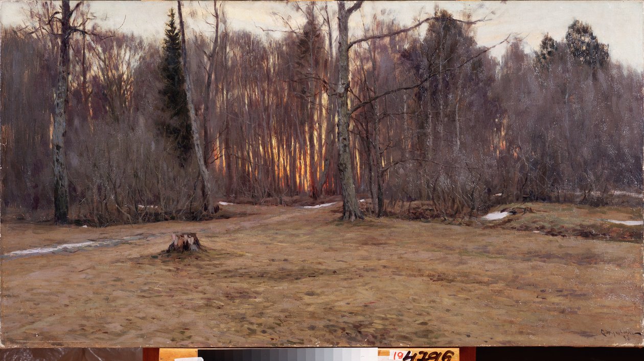 april aften. Maleri af Stanislav Yulianovich Zhukovsky (Zhukovsky) (1873-1944), olie på lærred af Stanislav Joulianovitch Joukovski