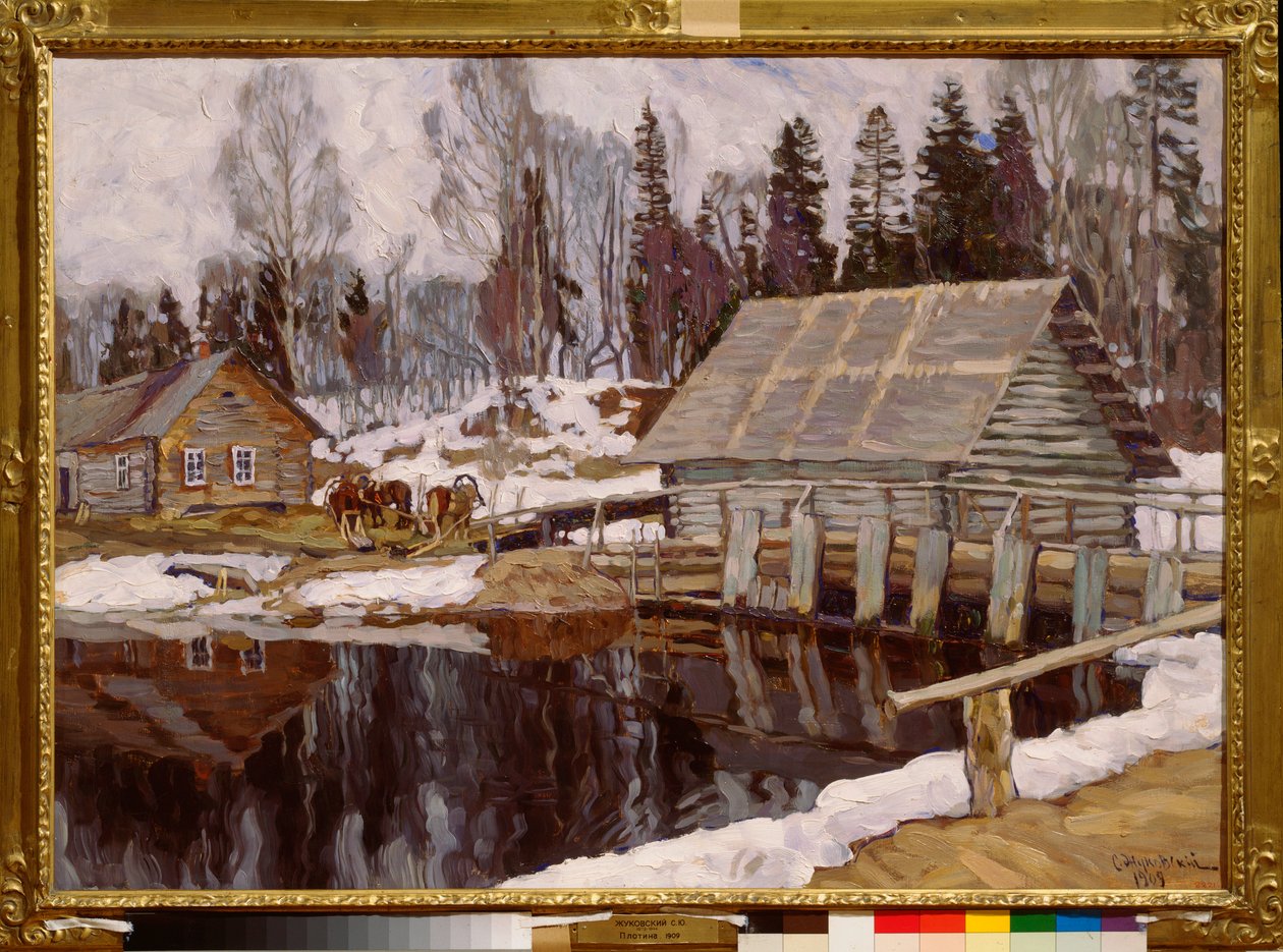 En blokade. Maleri af Stanislav Yulianovich Zhukovsky (Zhukovsky) (1873-1944), olie på lærred af Stanislav Joulianovitch Joukovski