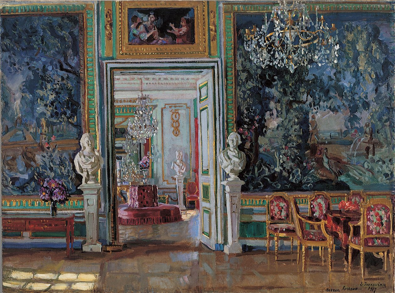 Interiør i Kuskovo-paladset, 1917 af Stanislav Julianovic Zukovskij