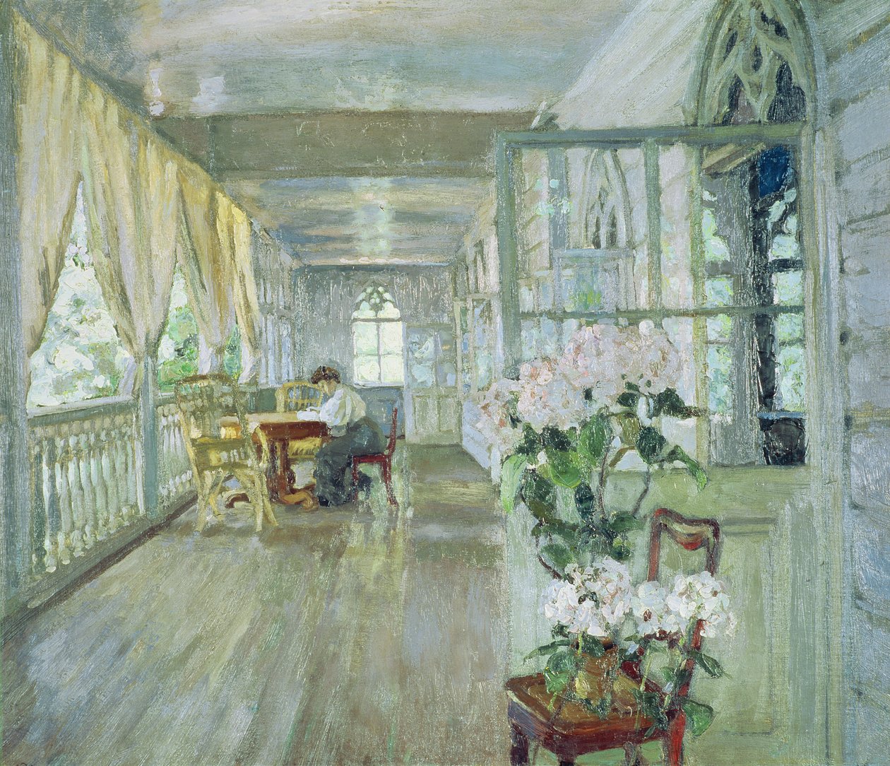 Herregårds terrasse af Stanislav Julianovic Zukovskij