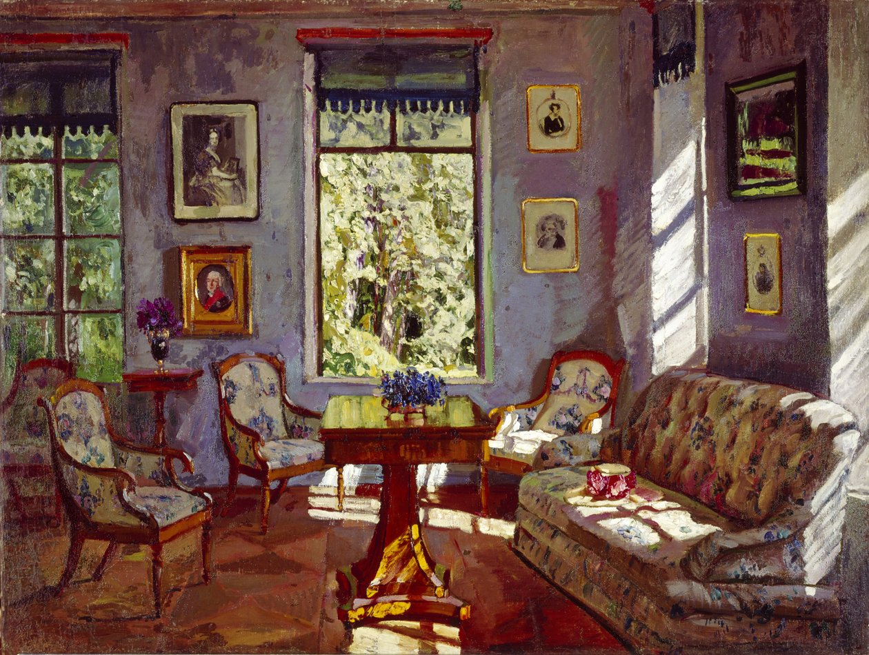Stuen i herregården Rozhdestveno, 1916 af Stanislav Julianovic Zukovskij