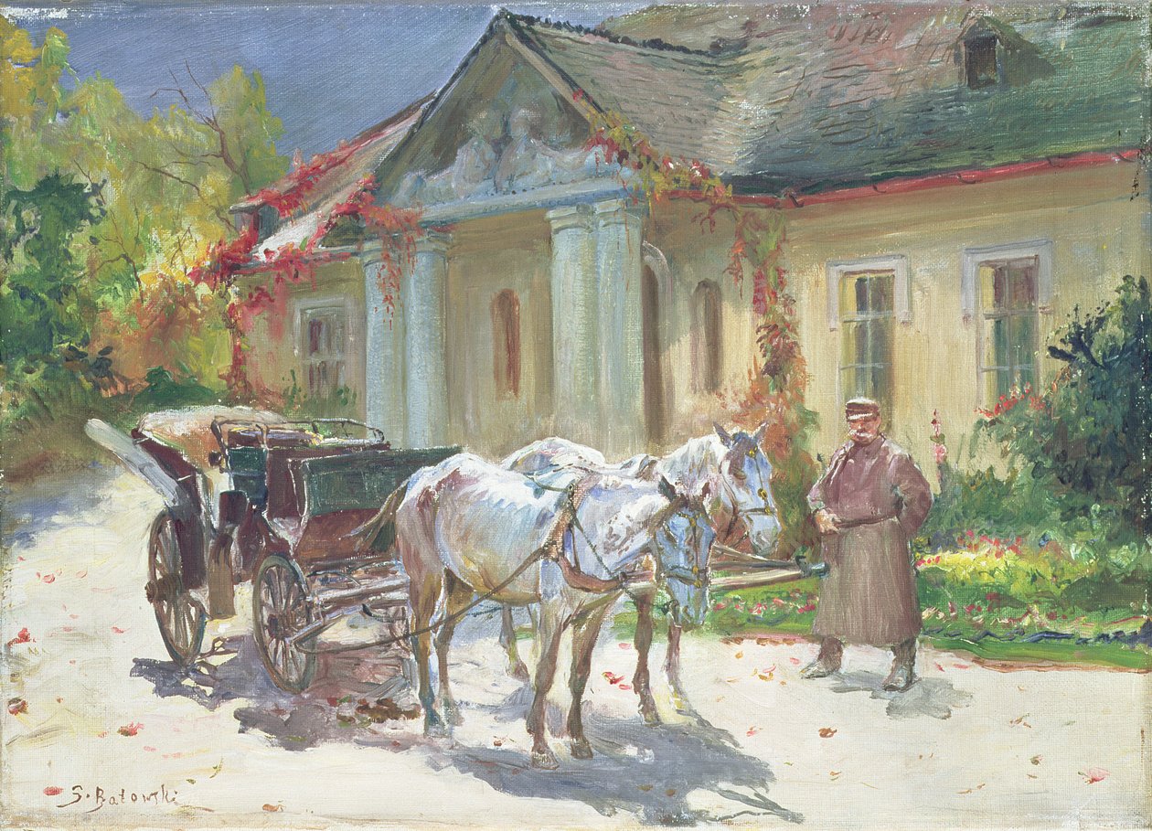 Foran en polsk herregård, ca. 1930 (olie på lærred) af Stanislaw Kaczor Batowski