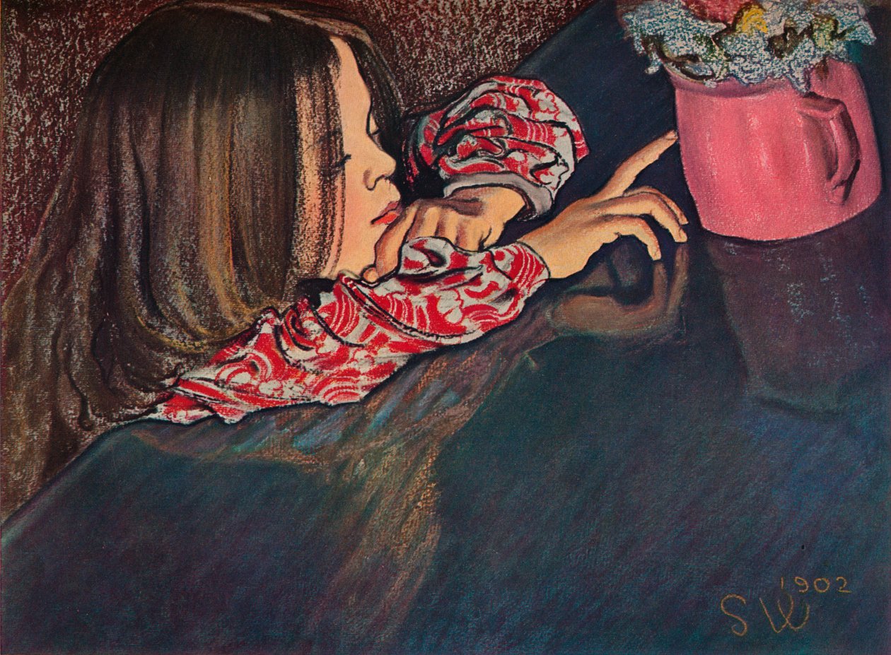 Pige ser på blomstervase, 1902 af Stanislaw Wyspianski
