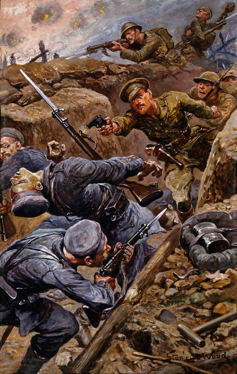 Kaptajn Reginald James Young modtager militærkorset i Somme-slaget, 1916 af Stanley L. Wood