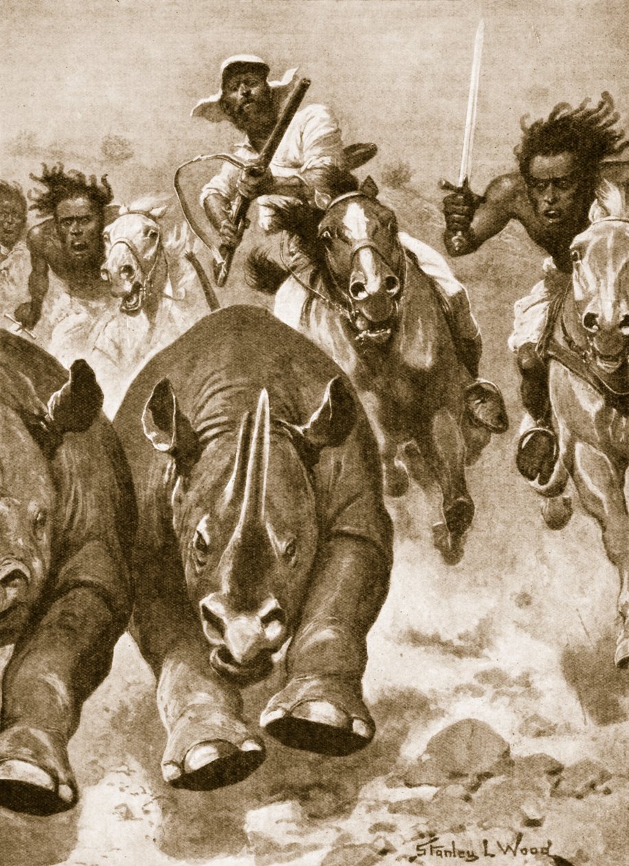 Sir Samuel Baker i fuld jagt på næsehorn i Afrika af Stanley L. Wood