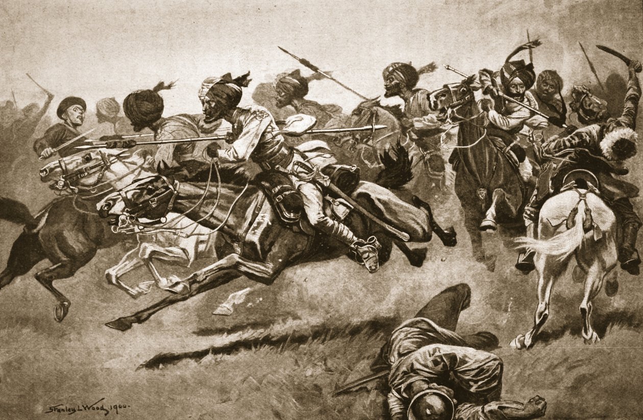 På ekspeditionen til Pao-ting-fu: En ladning af Bengal Lancers, illustration fra 