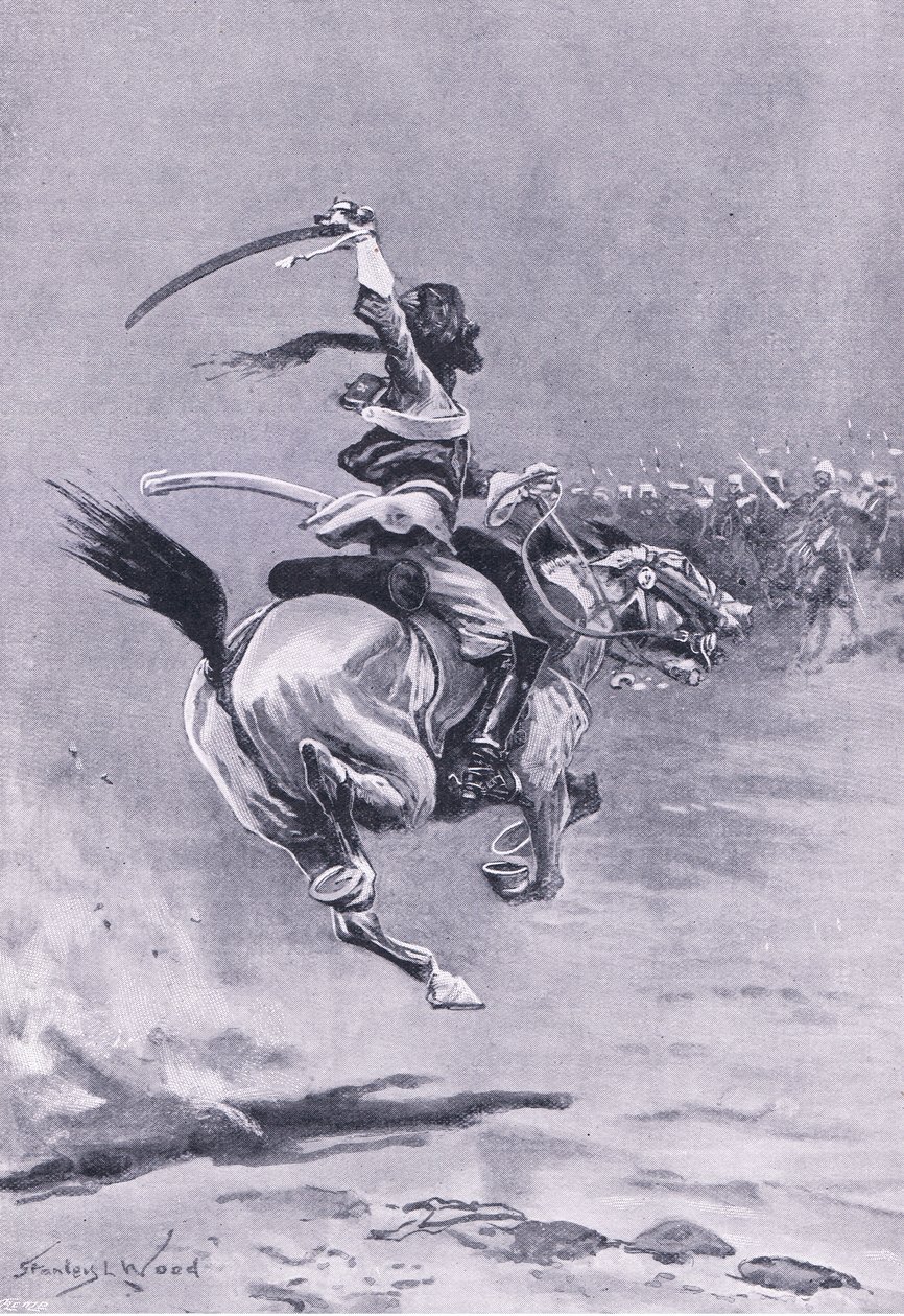 Delhi: Belejrerne blev konstant angrebet, juli 1857, illustration fra britiske slag på land og hav, 1915 af Stanley L. Wood