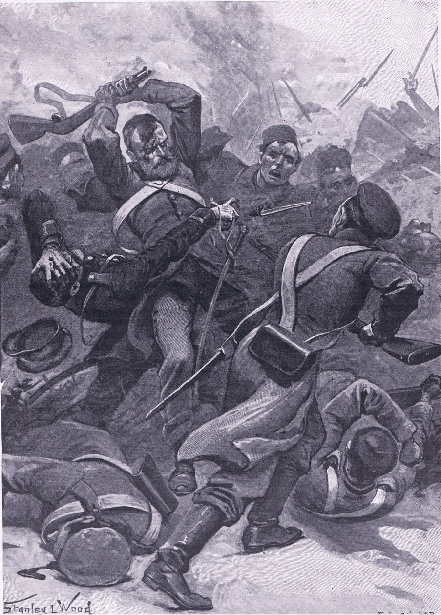 Inkerman: The 55th (2nd Border) Regiment charging the Russians, illustration fra British Battles on Land and Sea, 1915 af Stanley L. Wood