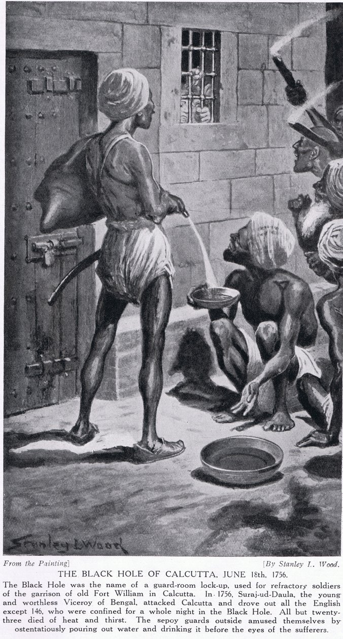 The Black Hole, Old Fort William, 18. juni, 1756, illustration fra 