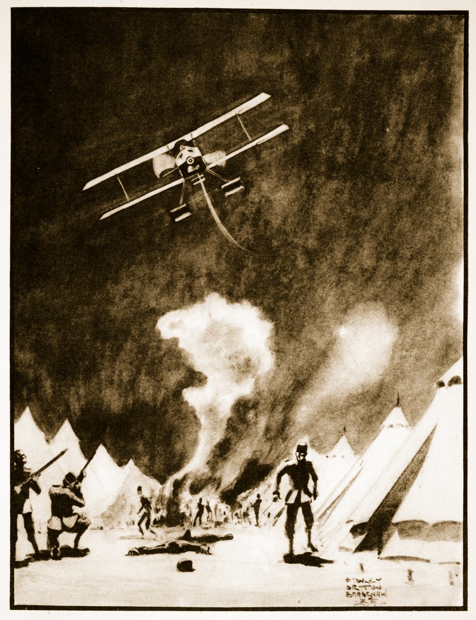 Bombing the Turks at the Dardanellers, illustration fra 
