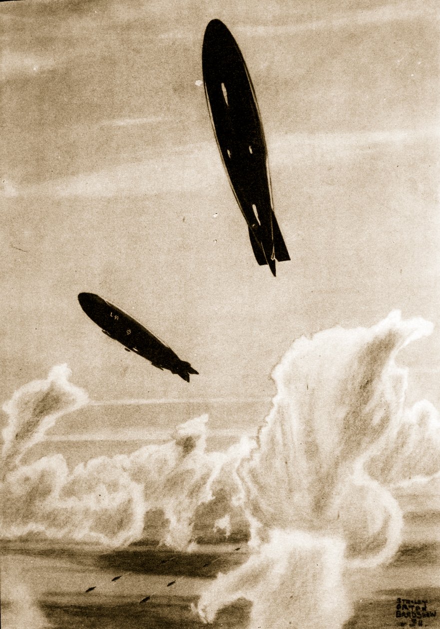Zepps on North Sea Patrol, illustration fra 