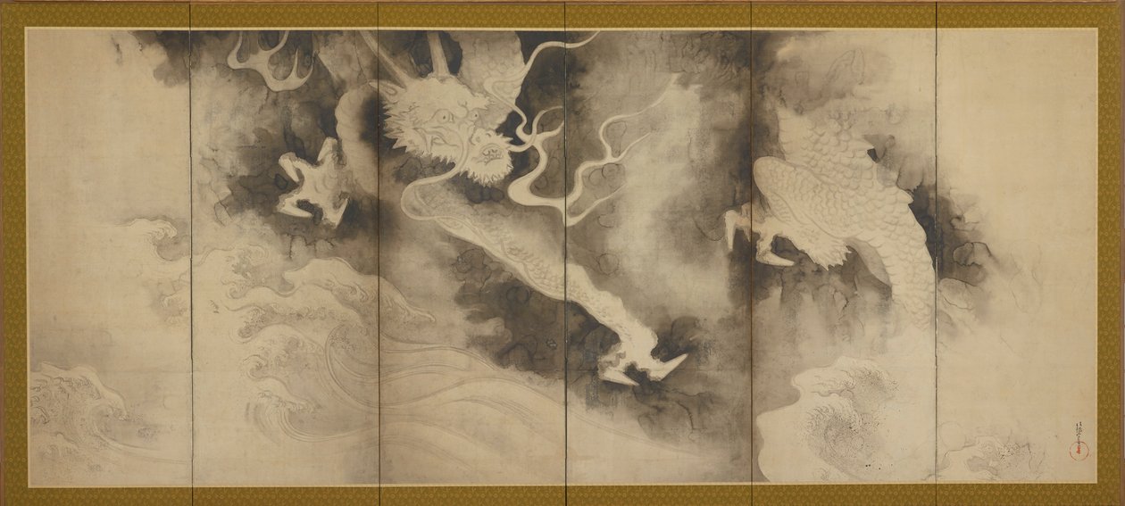Drager og skyer, Momoyama eller Edo-perioden, 1590-1640. af Sôtatsu