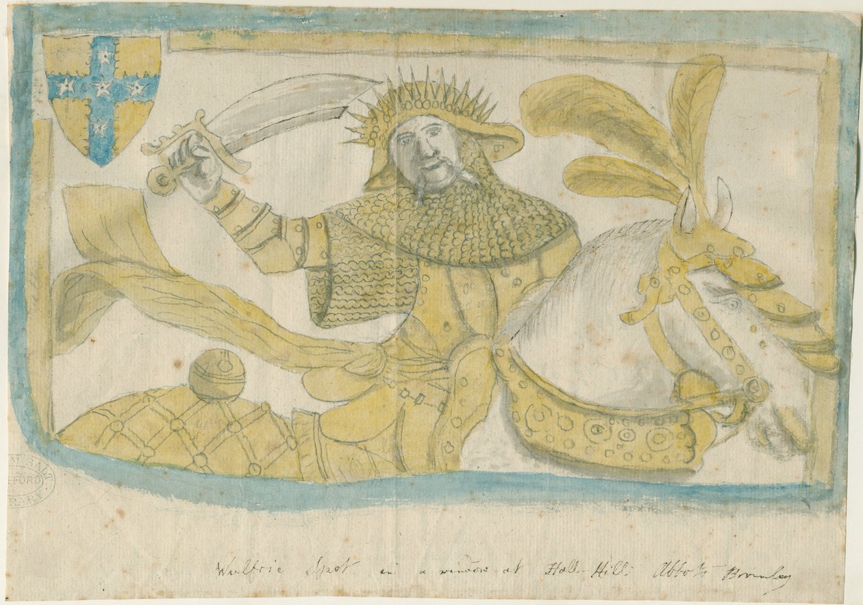 Abbots Bromley - Window Glass at Hall Hill: farveblyantskitse, nd [?18th cent] af Stebbing Shaw