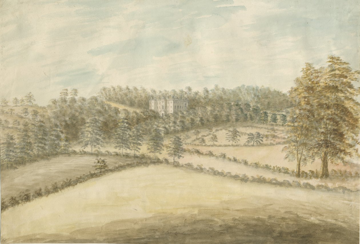 Beaudesert Hall and Park: water color painting, nd [1762-1802] dani af Stebbing Shaw