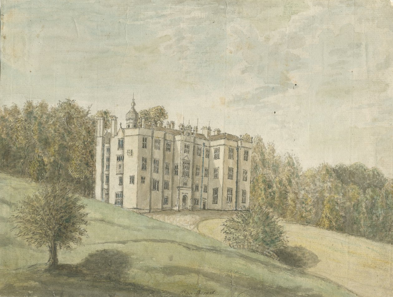 Beaudesert Hall and Park: water color painting, nd [1762-1802] dani af Stebbing Shaw