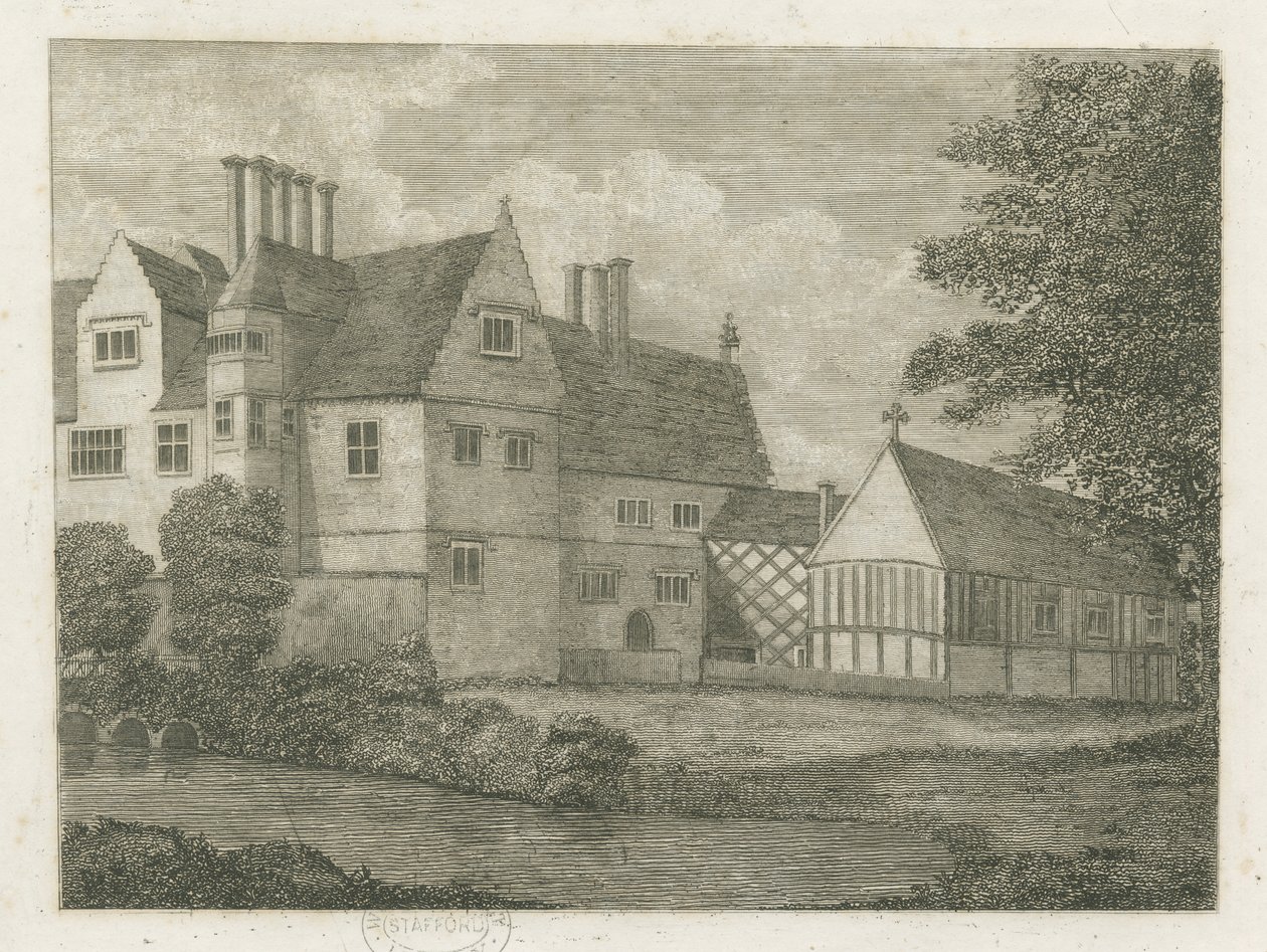 Brewood - Black Ladies Priory: gravering og [?1700-tallet] (tryk) af Stebbing Shaw