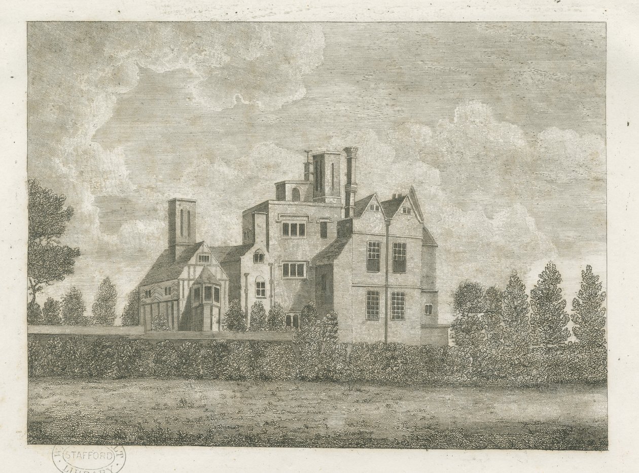 Brewood - Black Ladies Priory: gravering og [?1700-tallet] (tryk) af Stebbing Shaw