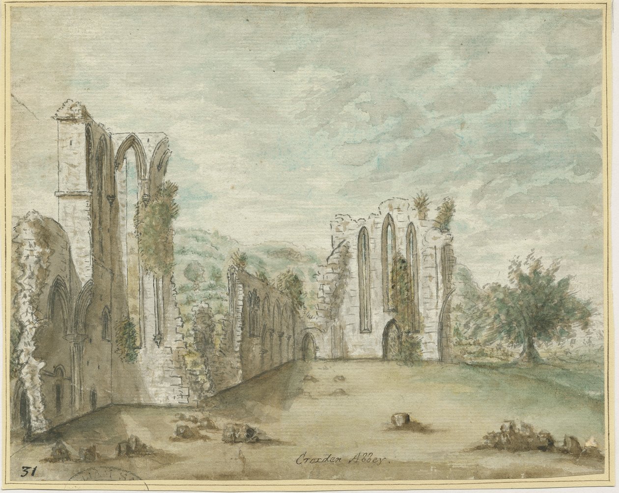 Croxden Abbey: vandfarvemaleri, nd [1762-1802] (maleri) af Stebbing Shaw