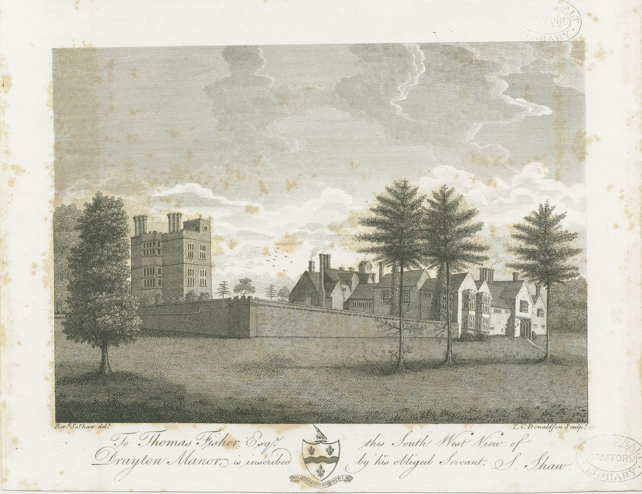 Drayton Bassett - "Drayton Manor": engraving, nd [1795] dani af Stebbing Shaw