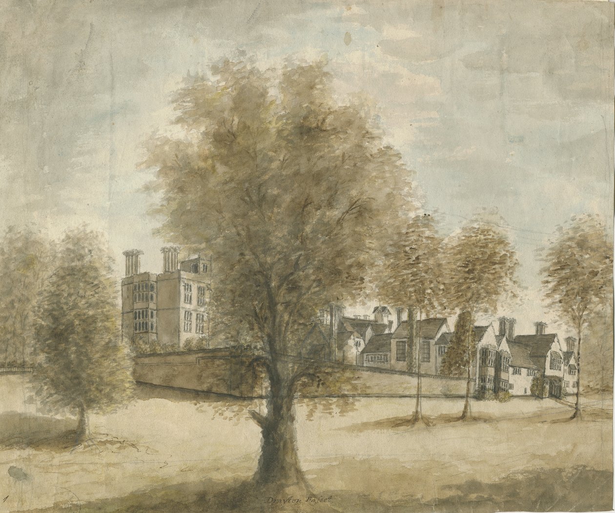 Drayton Bassett - "Drayton Manor": vandfarvemaleri, nd [1789-1793] af Stebbing Shaw