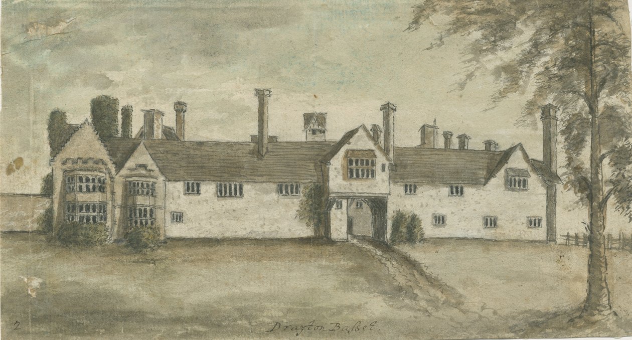 Drayton Bassett - "Drayton Manor": vandfarvemaleri, nd [1789] af Stebbing Shaw