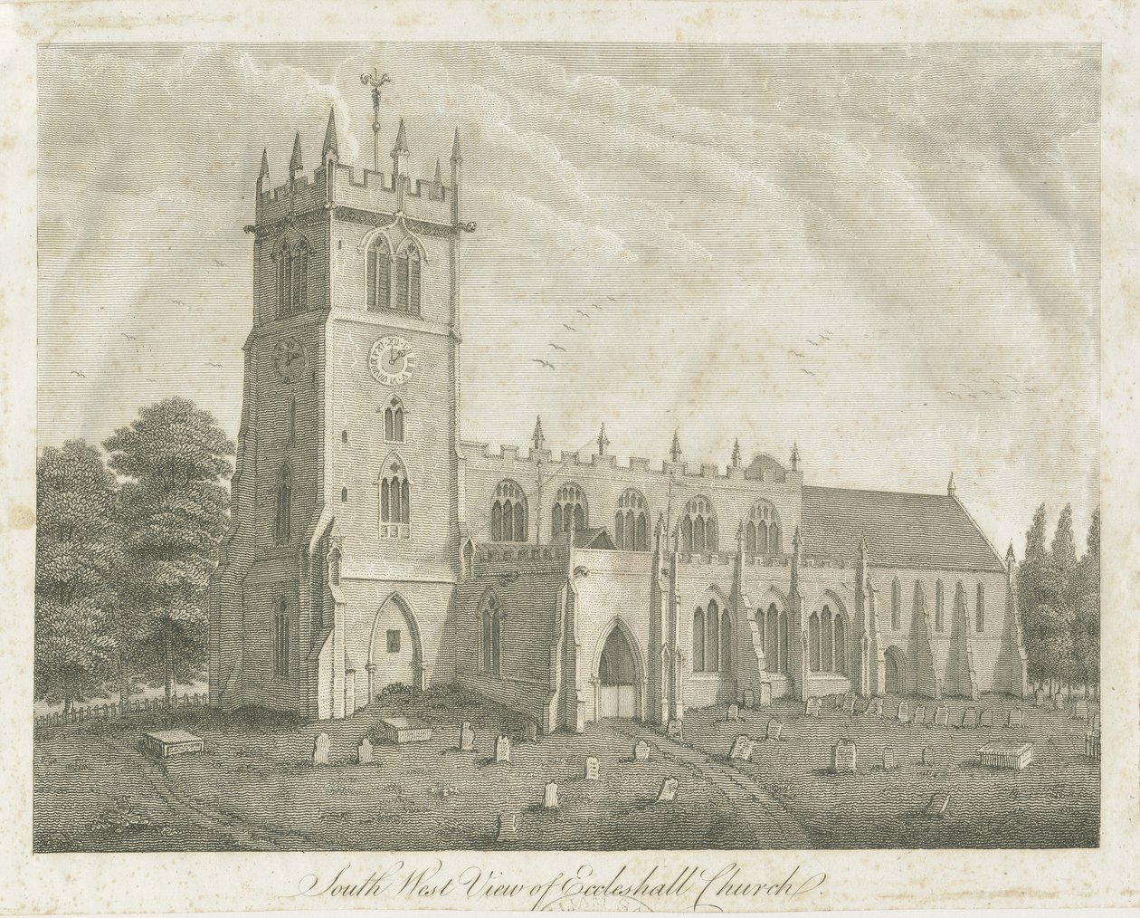 Ecclesall Church: gravering og [1700-tallet] (tryk) af Stebbing Shaw