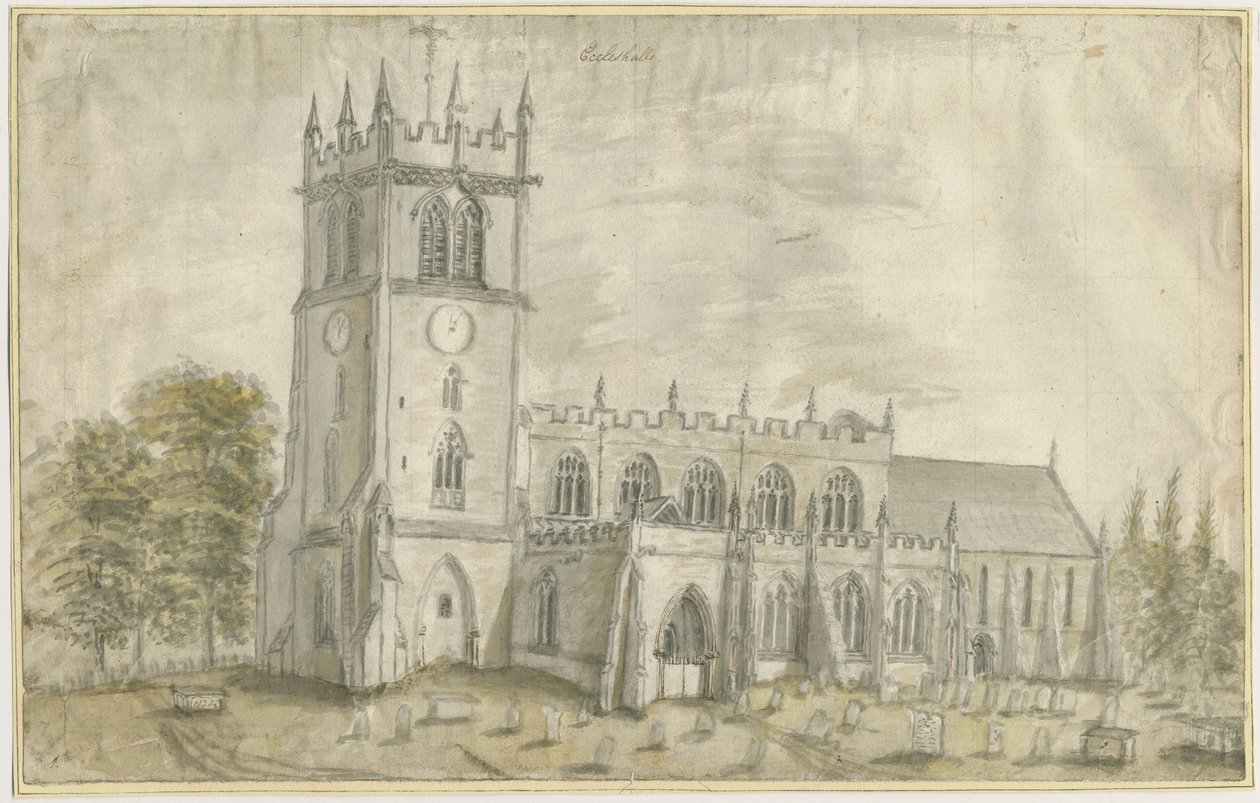 Eccleshall Church: water color painting, nd [1762-1802] dani af Stebbing Shaw
