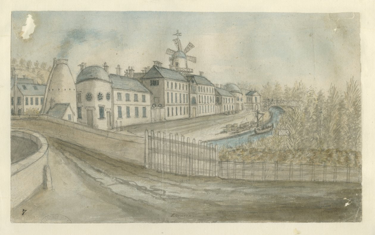 Etruria - Fabrik: vandfarvemaleri, nd [1762-1802] af Stebbing Shaw