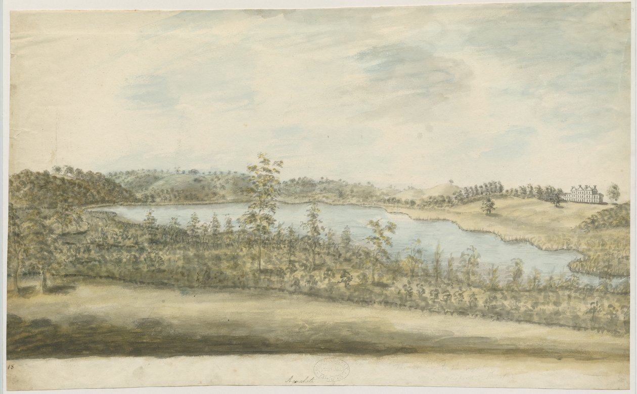 Forton - Aqualate Hall: vandfarvemaleri, nd [1762-1802] af Stebbing Shaw