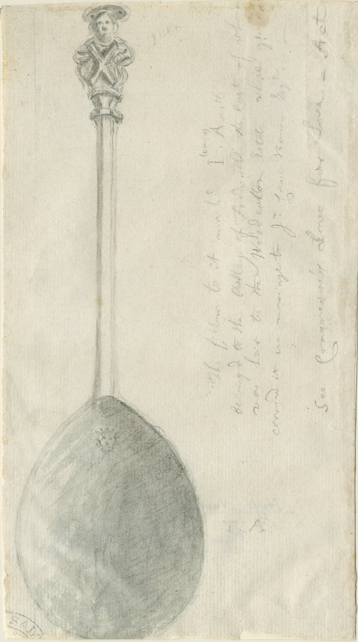 Fradswell - Apostle Spoon: blyant- og vasketegning, nd [?18. århundrede] (tegning) af Stebbing Shaw