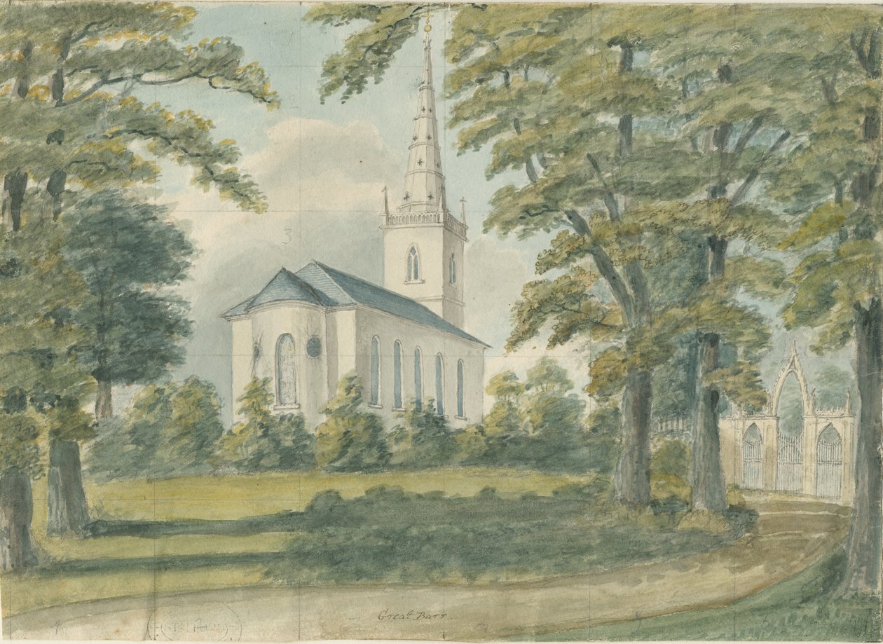 Great Barr Chapel: water color painting, nd [1762-1802] dani af Stebbing Shaw