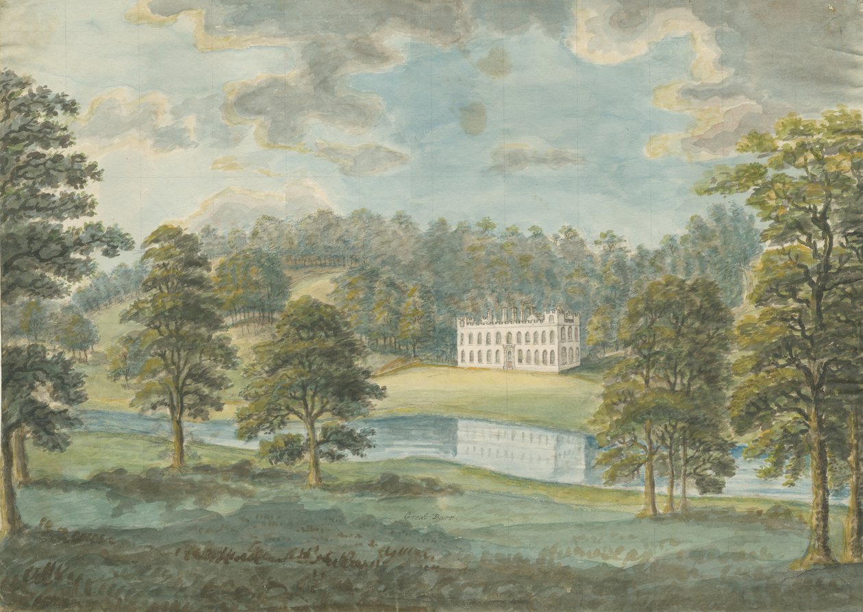 Great Barr Hall: vandfarvemaleri, nd [1762-1802] af Stebbing Shaw