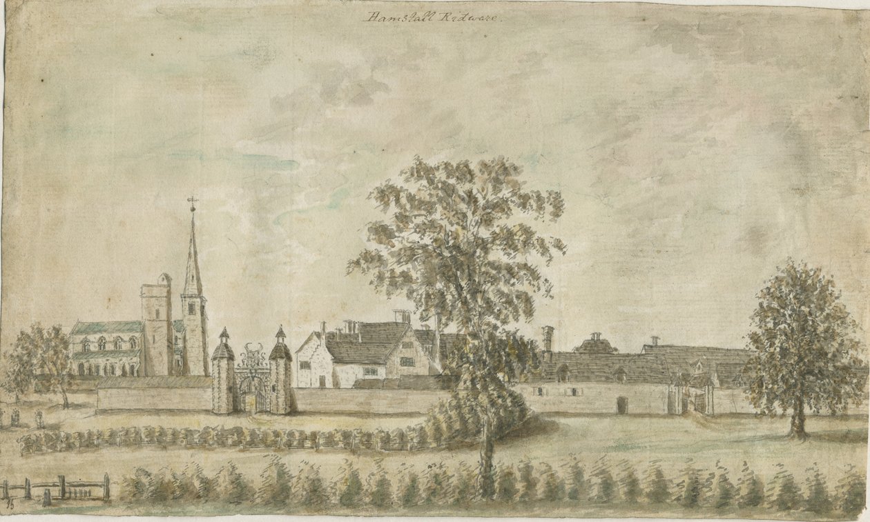 Hamstall Ridware - Church and Manor House: water color painting, nd [1762-1802] dani af Stebbing Shaw