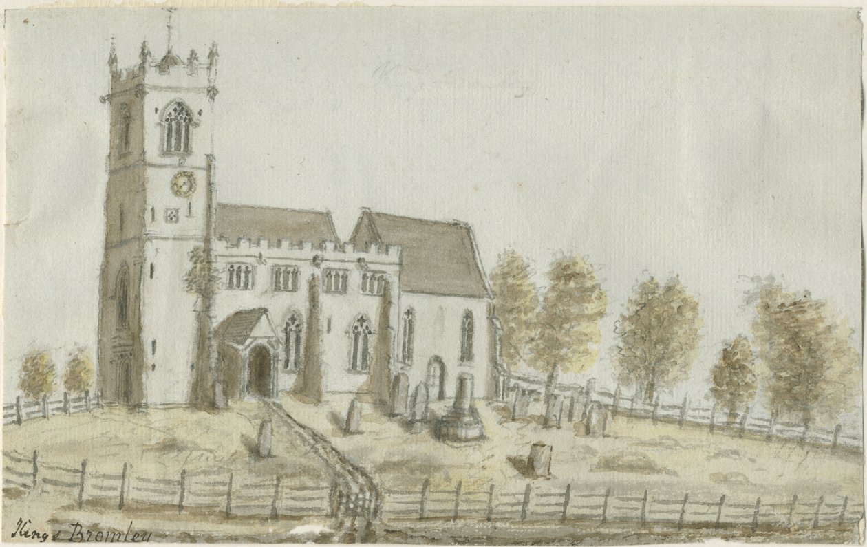Kings Bromley Church: watercolor painting, and [c 1796] dani af Stebbing Shaw