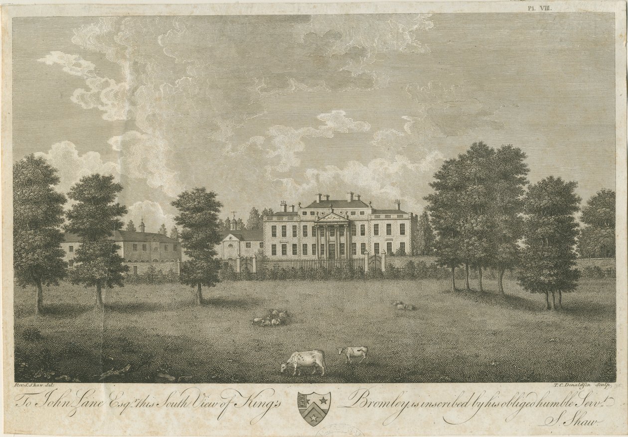 Kings Bromley Hall: gravering, [17]96 (tryk) af Stebbing Shaw