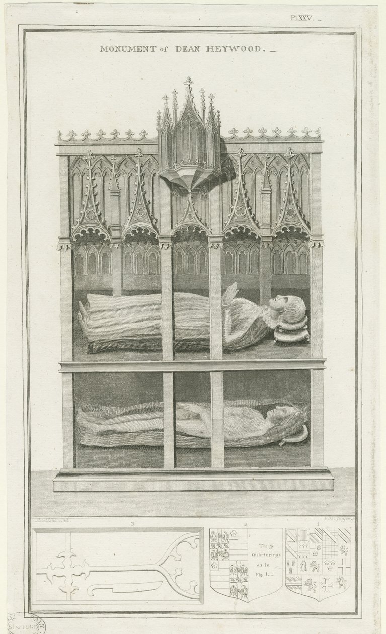 Lichfield Cathedral - Monument til Dean Heywood: gravering, nd [1762-1798] (tryk) af Stebbing Shaw