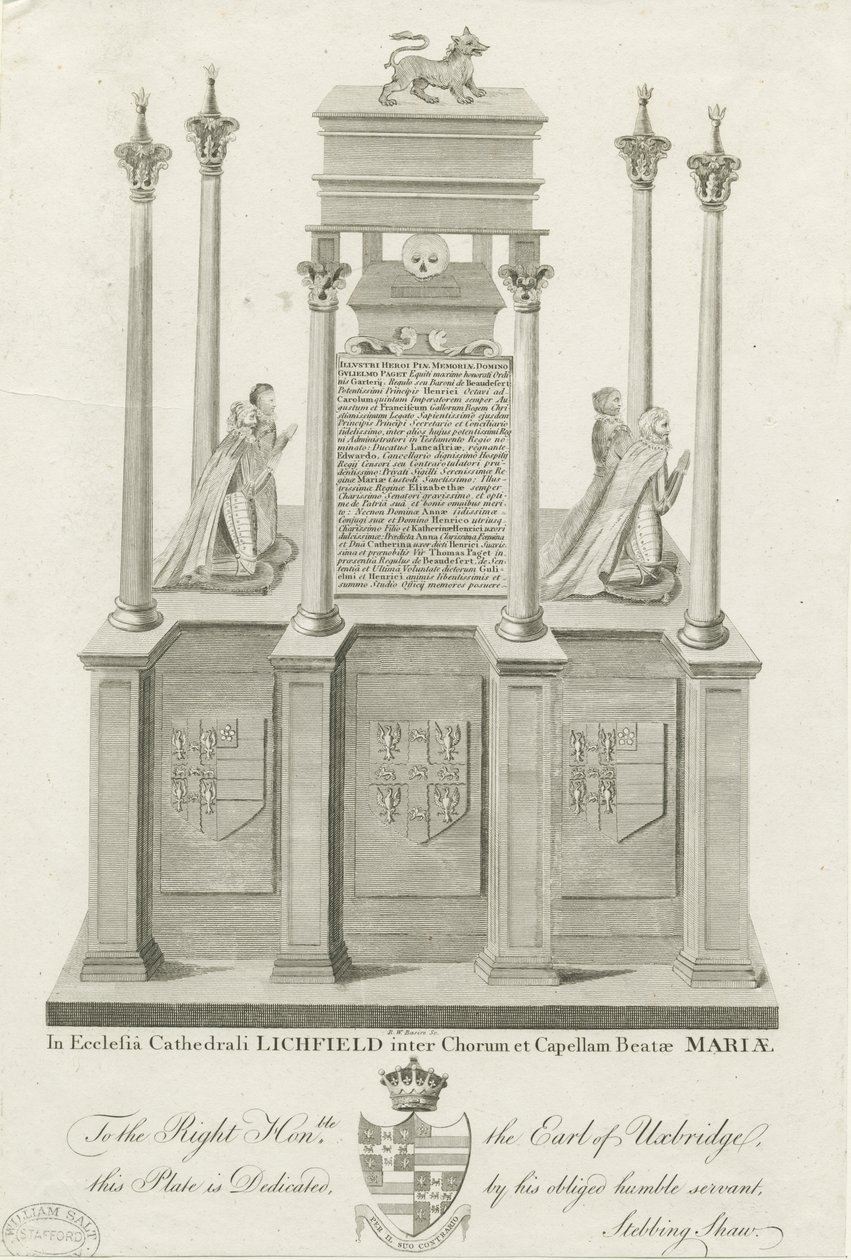 Lichfield Cathedral - Tomb of William Paget: gravering, nd [1762-1798] (tryk) af Stebbing Shaw