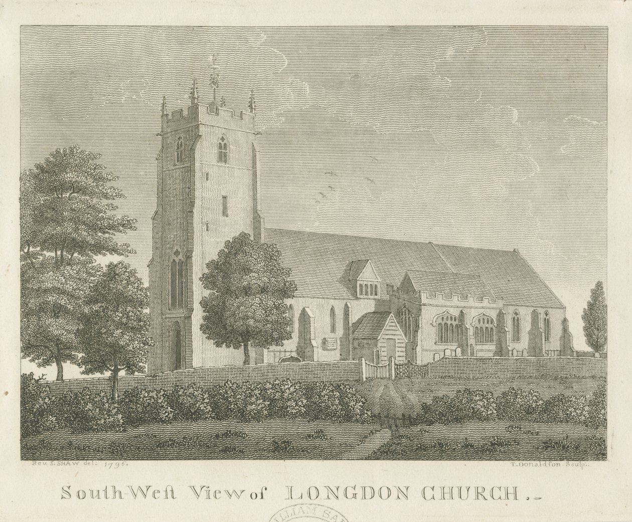 Longdon Church: gravering af Stebbing Shaw