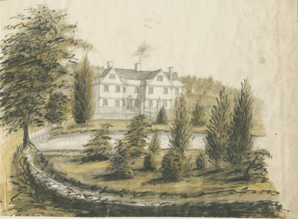Madeley - Old House: vandfarvetegning, nd [1762-1802] af Stebbing Shaw