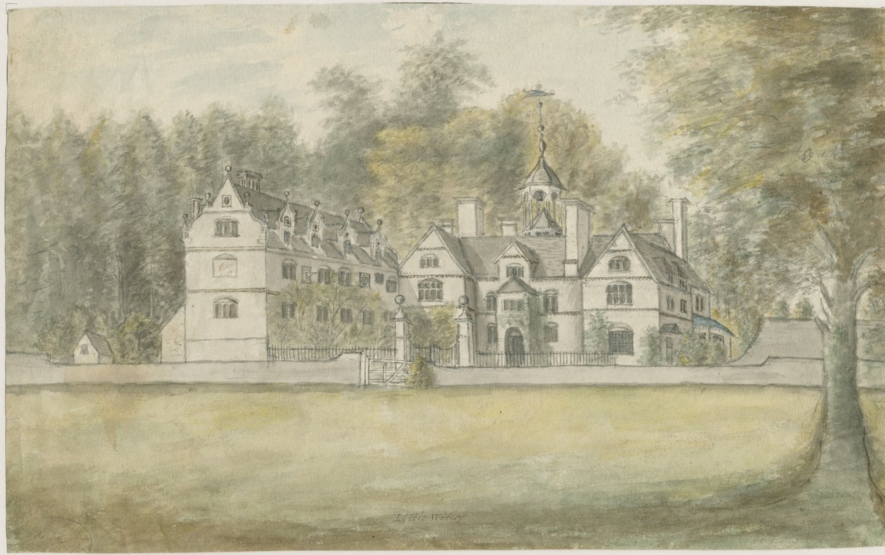 Norton Canes - Little Wyrley Hall: vandfarvemaleri, nd [1762-1802] af Stebbing Shaw